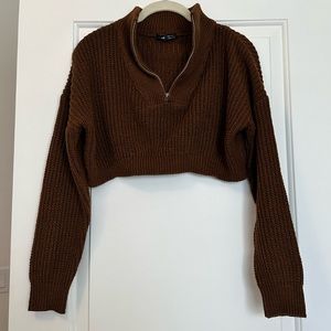 SHEIN Half Zip Cropped Sweater